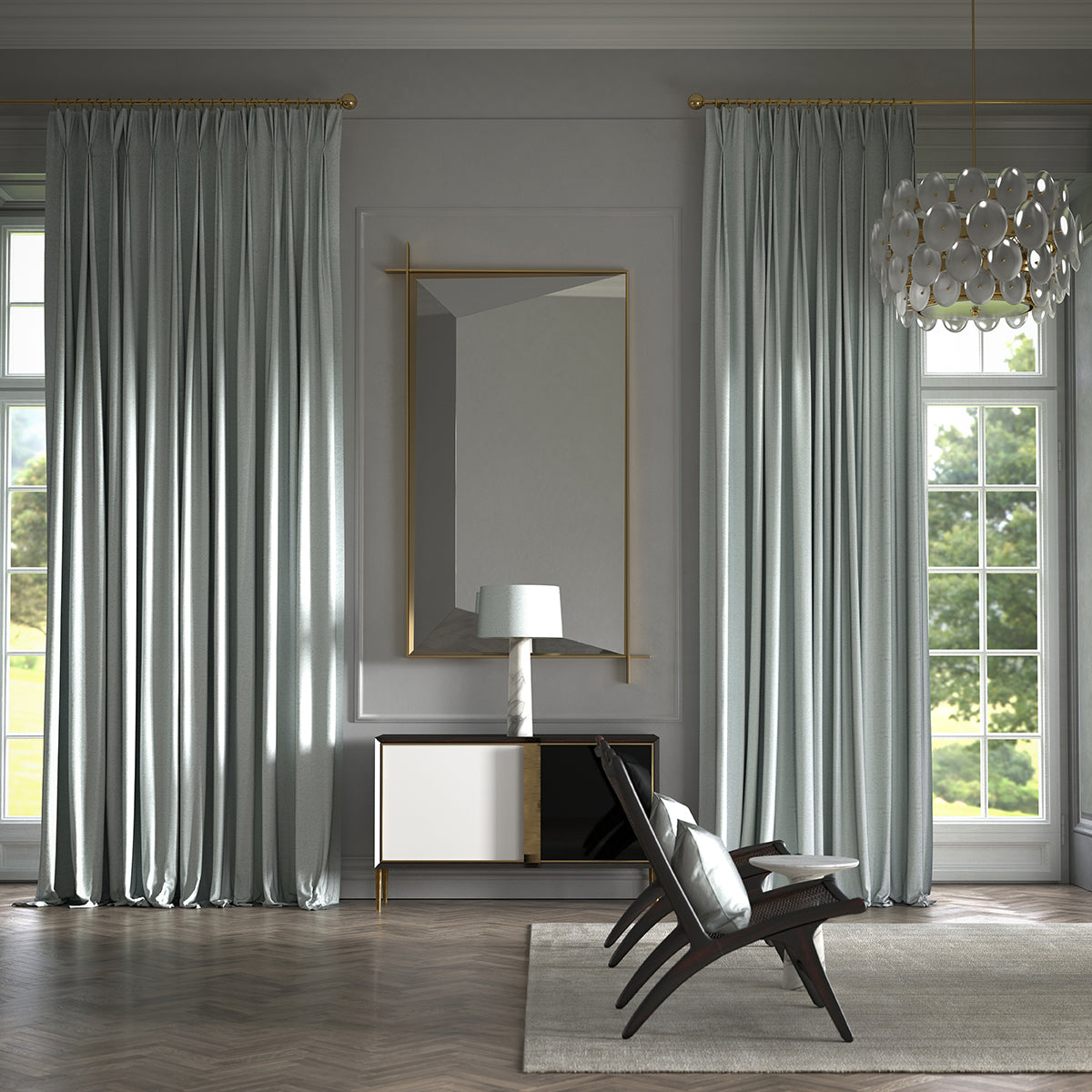 James Hare Mayfair Calais Blue Made to Measure Curtains