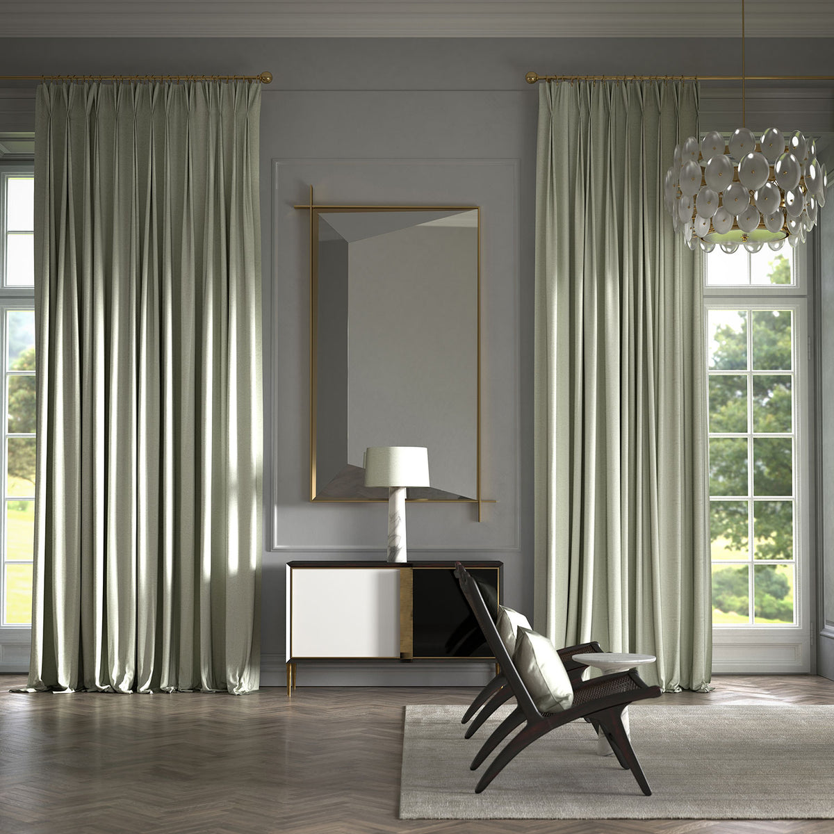 James Hare Mayfair Rococo Green Made to Measure Roman Blinds