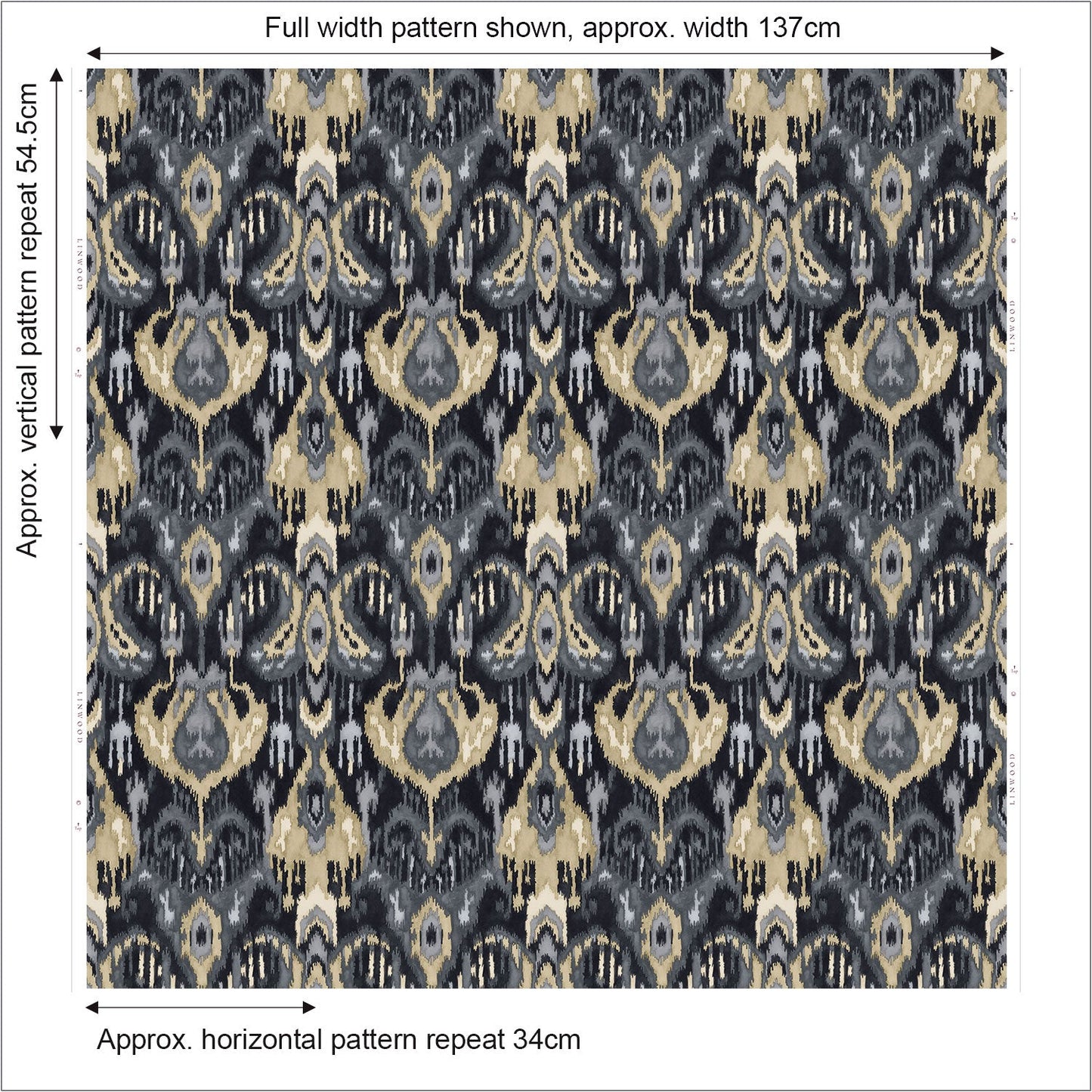 Linwood Bukhara Graphite FR Made to Measure Curtains