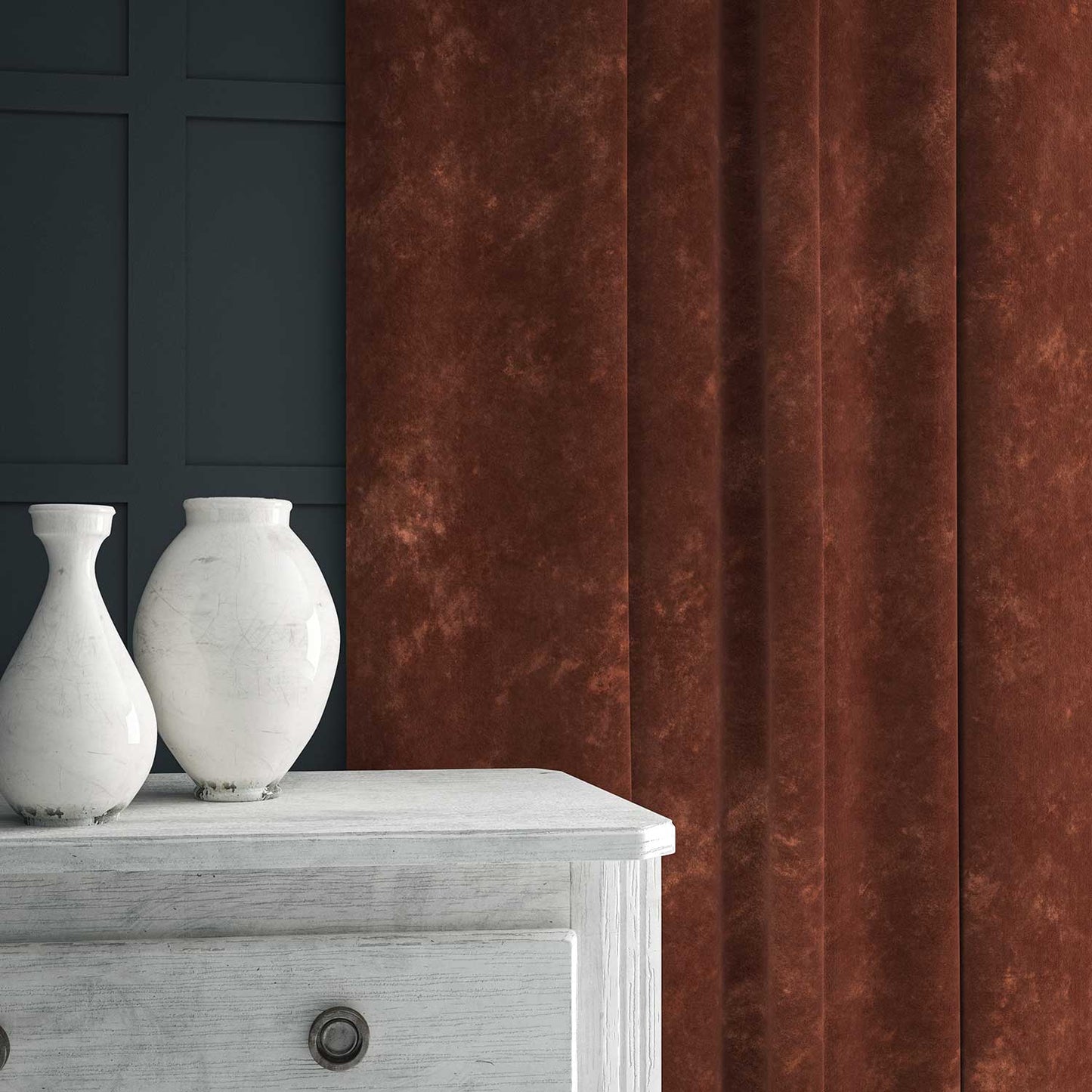 Linwood Cosmos Velvet II Russet FR Made to Measure Curtains