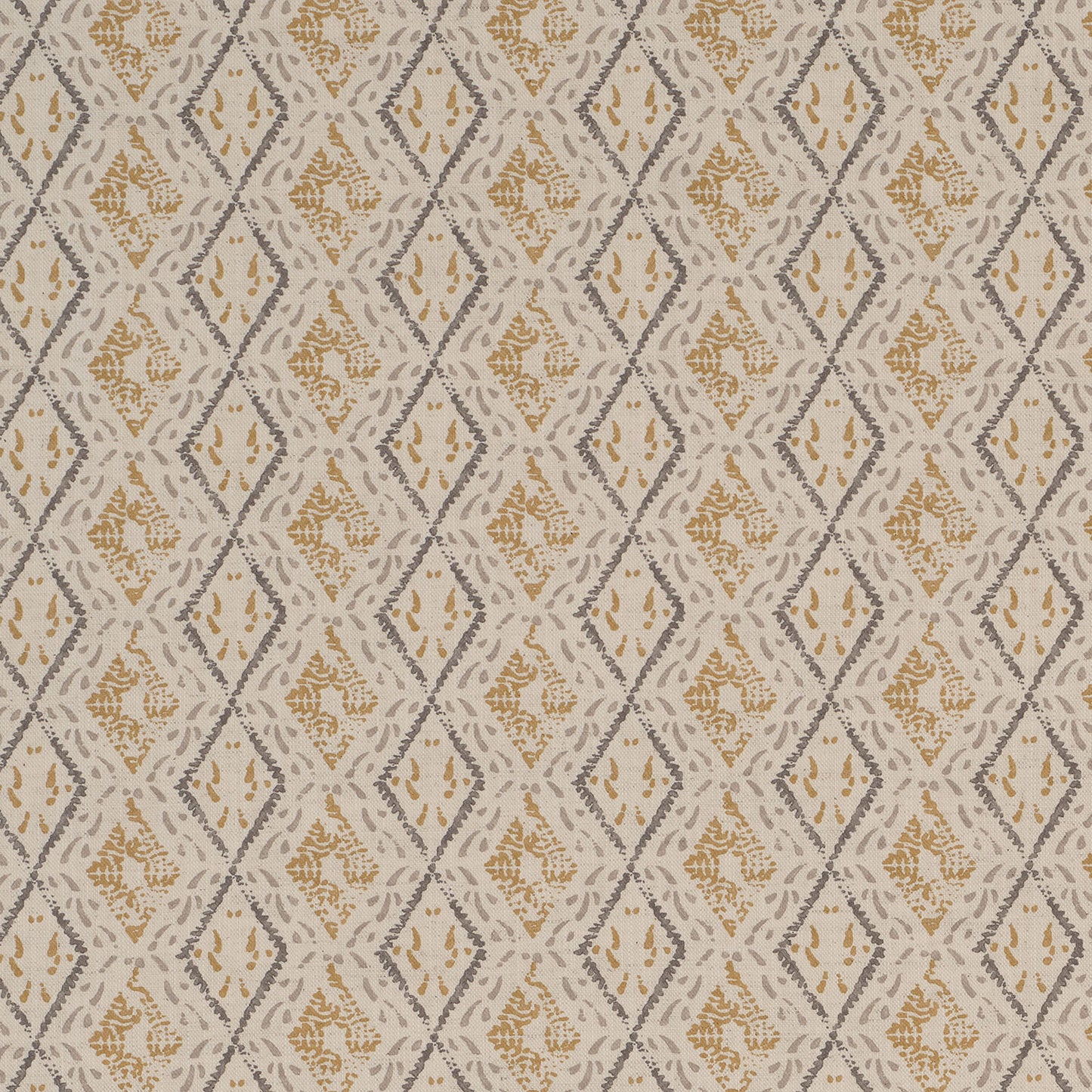 Grey/Gold - Dacca Fabric by James Hare Linen/Cotton