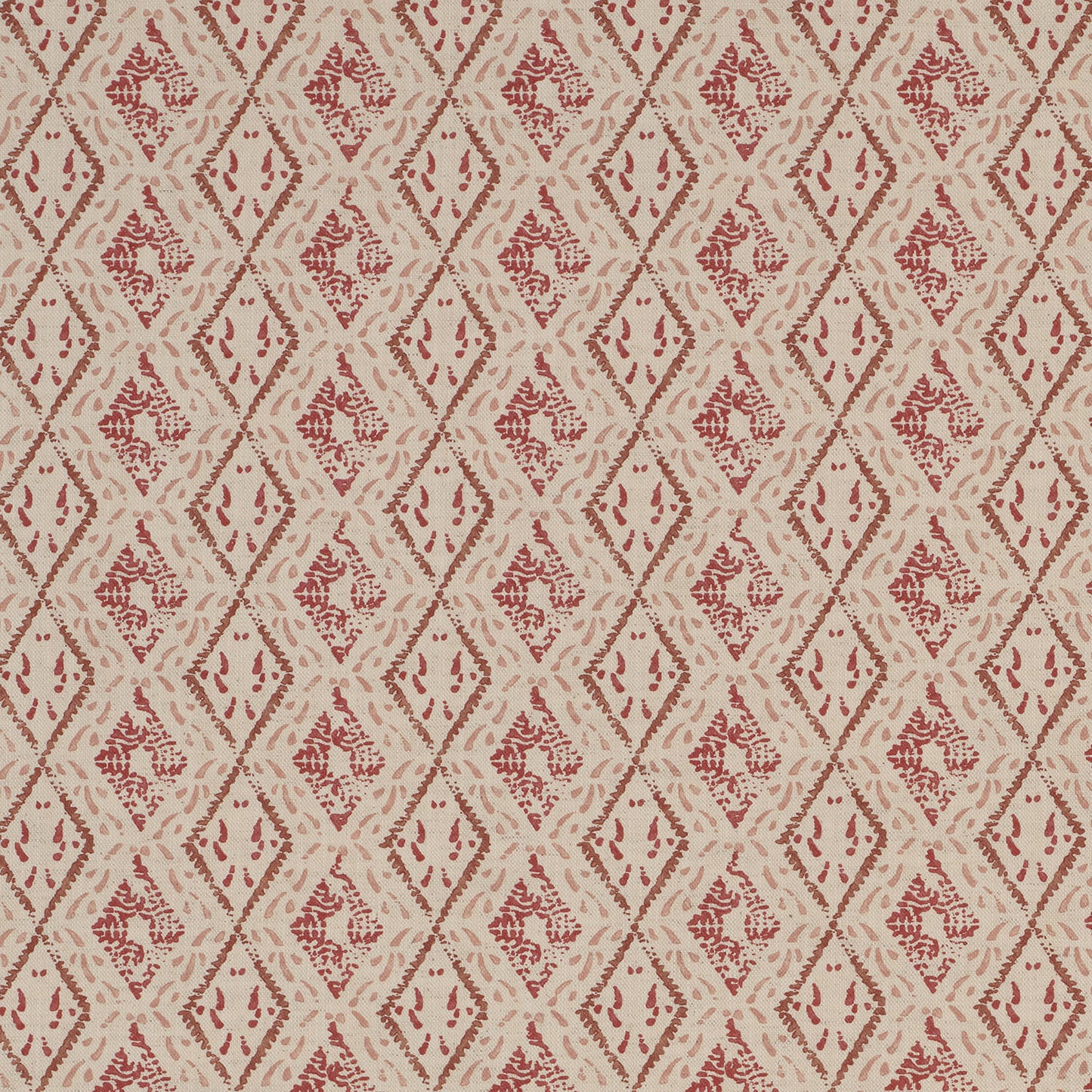 Red/Pink - Dacca Fabric by James Hare Linen/Cotton fabric