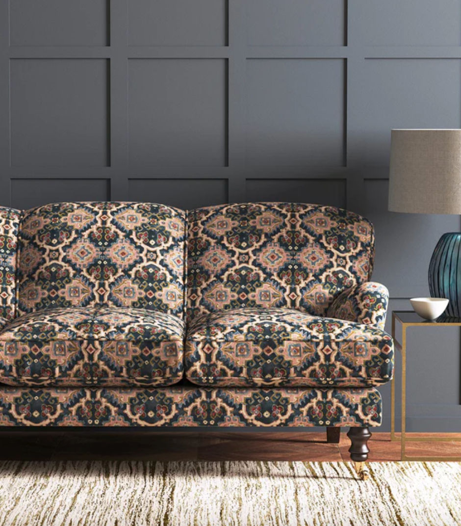 Dusk - Kami Velvet by Linwood - Fabric, Curtains, Roman Blinds sofa