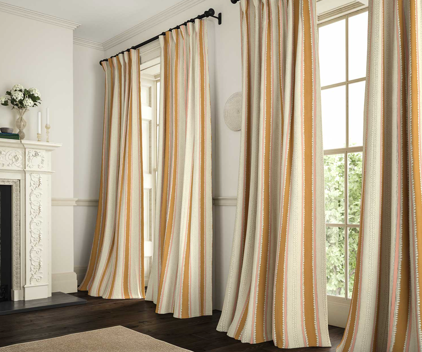 Fudge - Dimity Stripe Linen by Linwood curtains