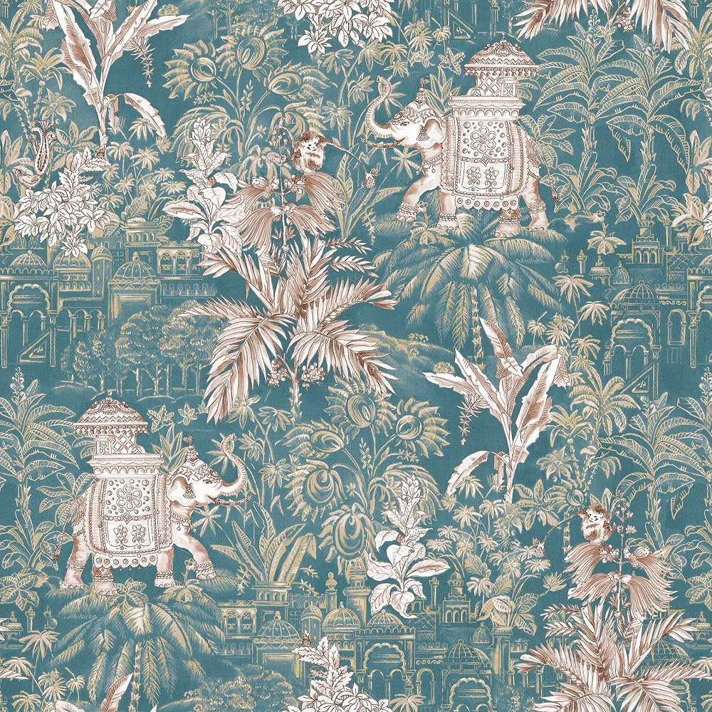 Chess Hathi Kingfisher Made to Measure Curtains