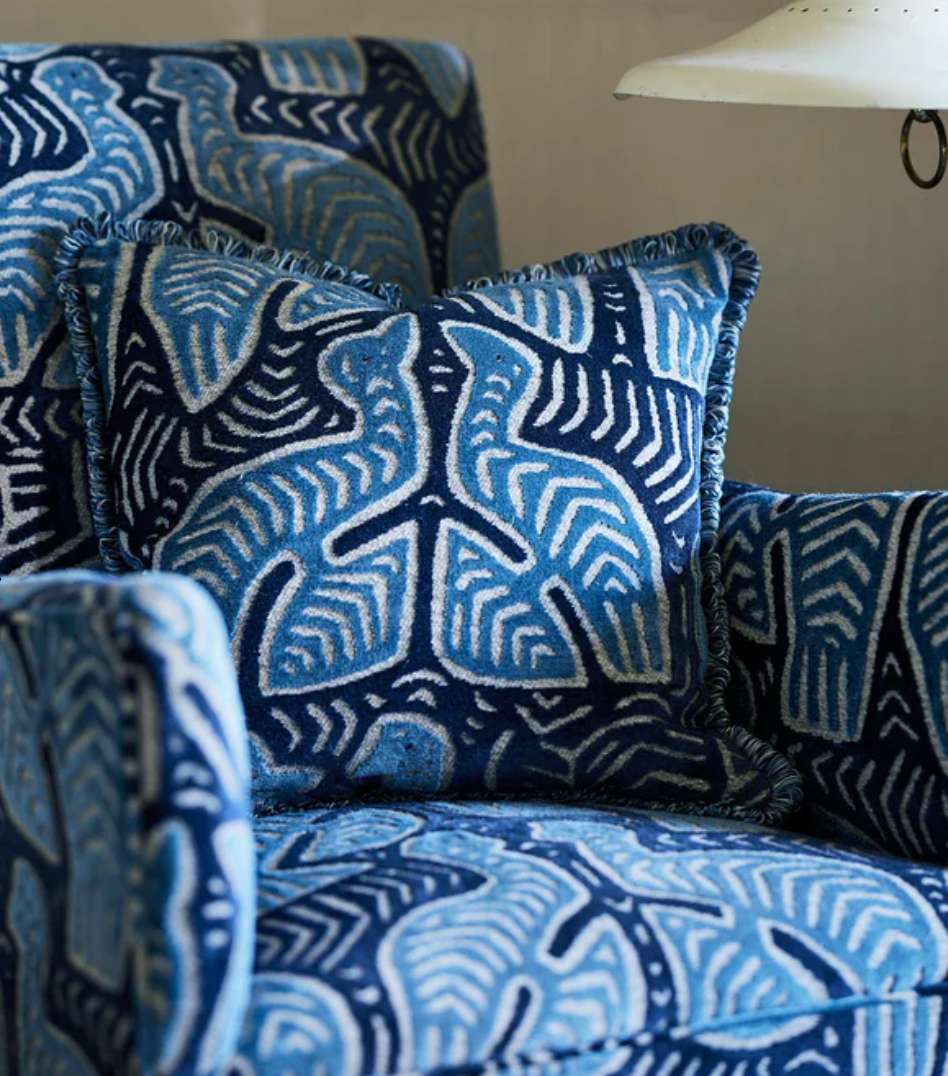 Indigo - Pisqu Odyssey Velvet by Linwood - Fabric, Curtains, Roman Blinds sofa