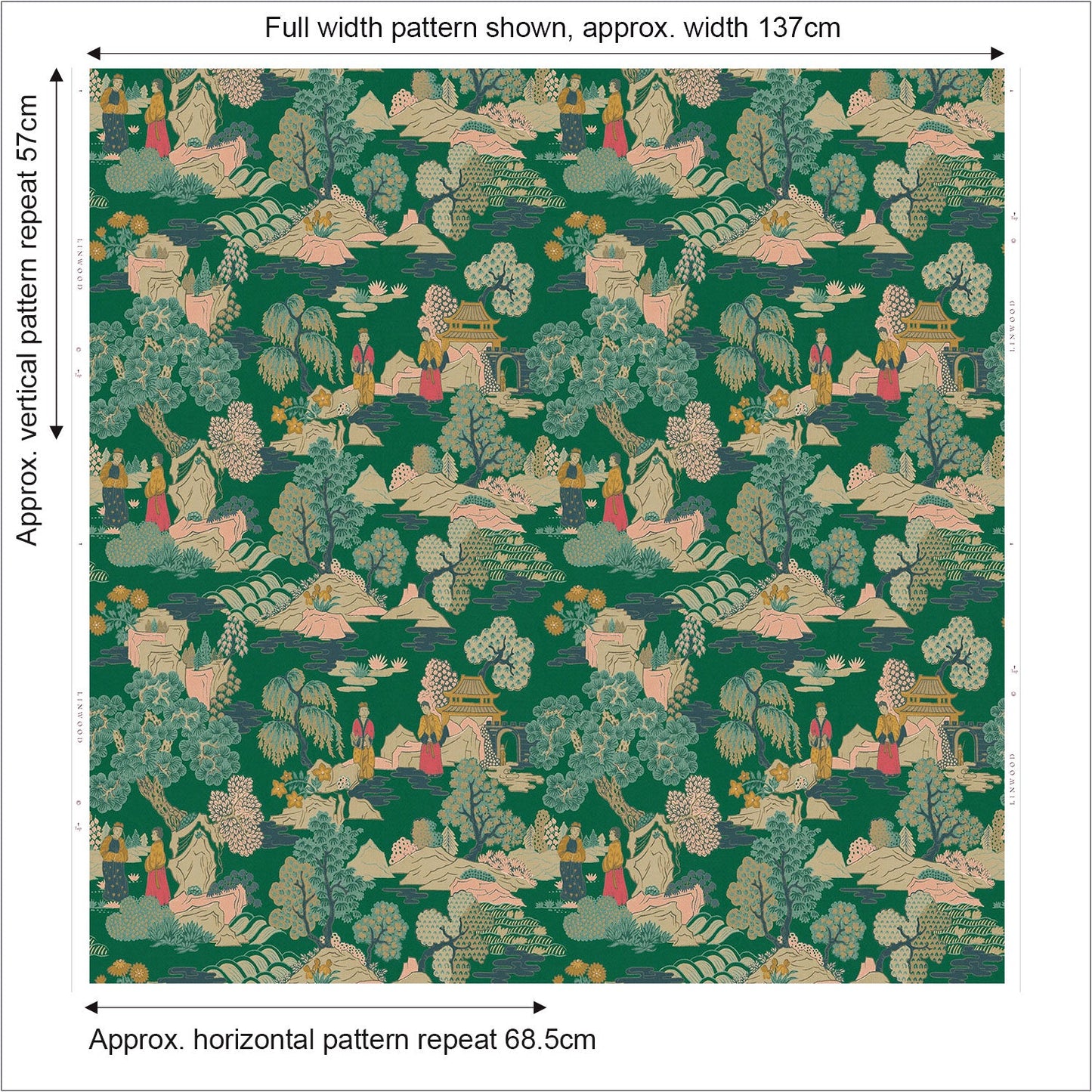 Linwood Japanese Garden Jade FR Made to Measure Curtains