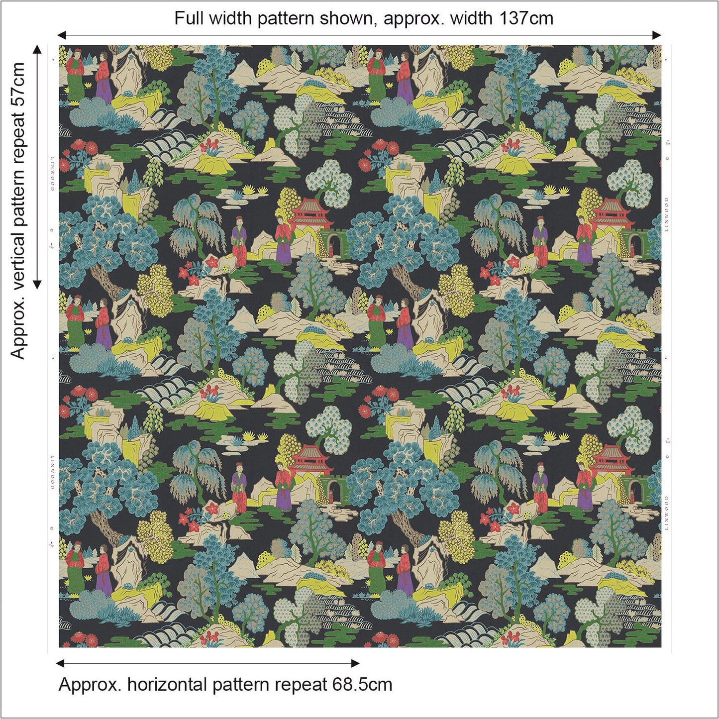 Linwood Japanese Garden Dayglow FR Made to Measure Curtains