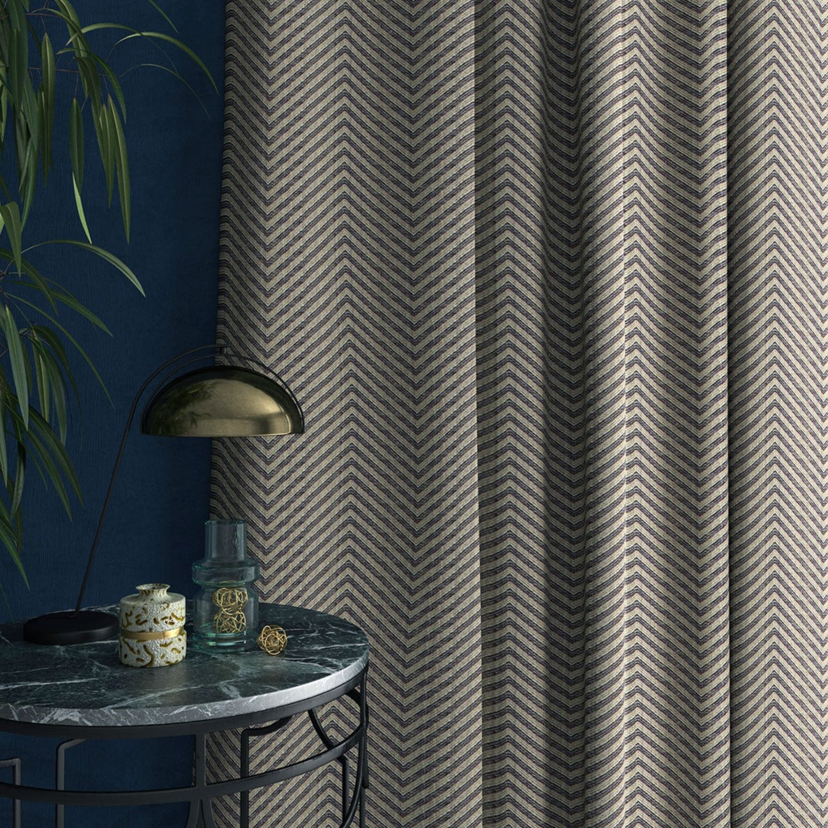 Linwood Kitsune Navy FR Made to Measure Curtains