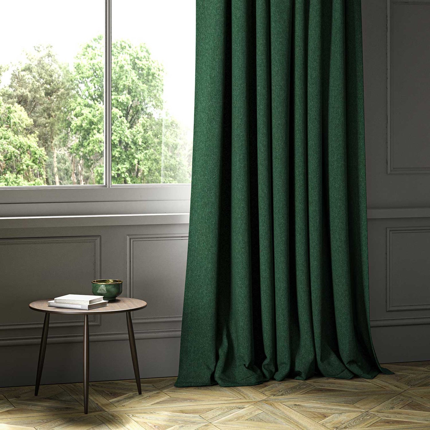 Linwood Lana Racing Green FR Made to Measure Curtains