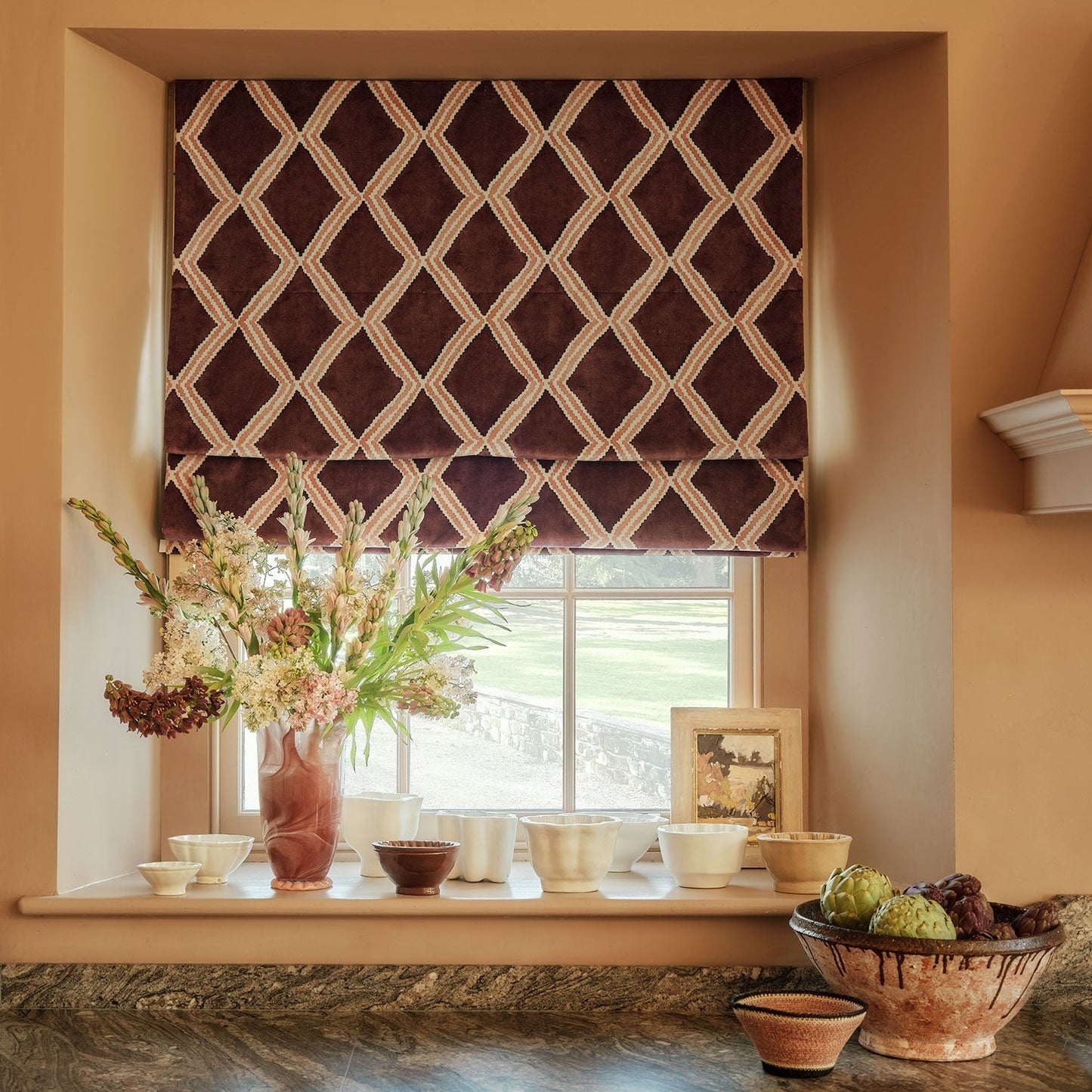 Linwood Inca Sunset Maroon FR Made to Measure Curtains