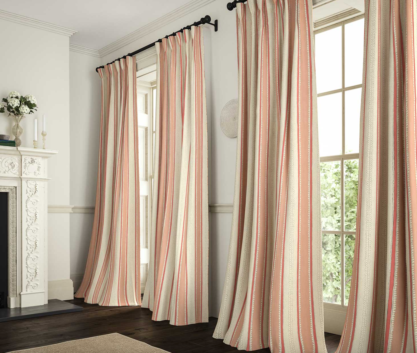 Marshmallow - Dimity Stripe Linen by Linwood curtains