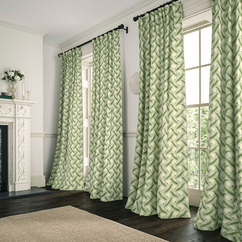 Moss - Polly, Flori Collection by Linwood linen curtains