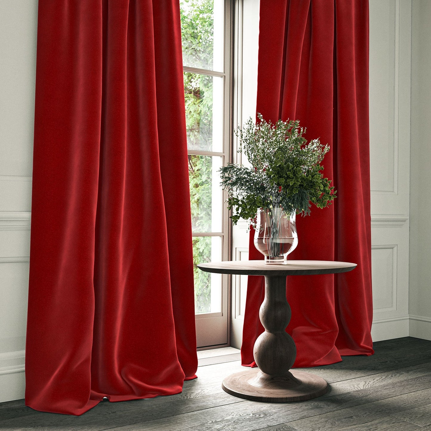 Linwood Omega Cherry Red CFR Made to Measure Curtains
