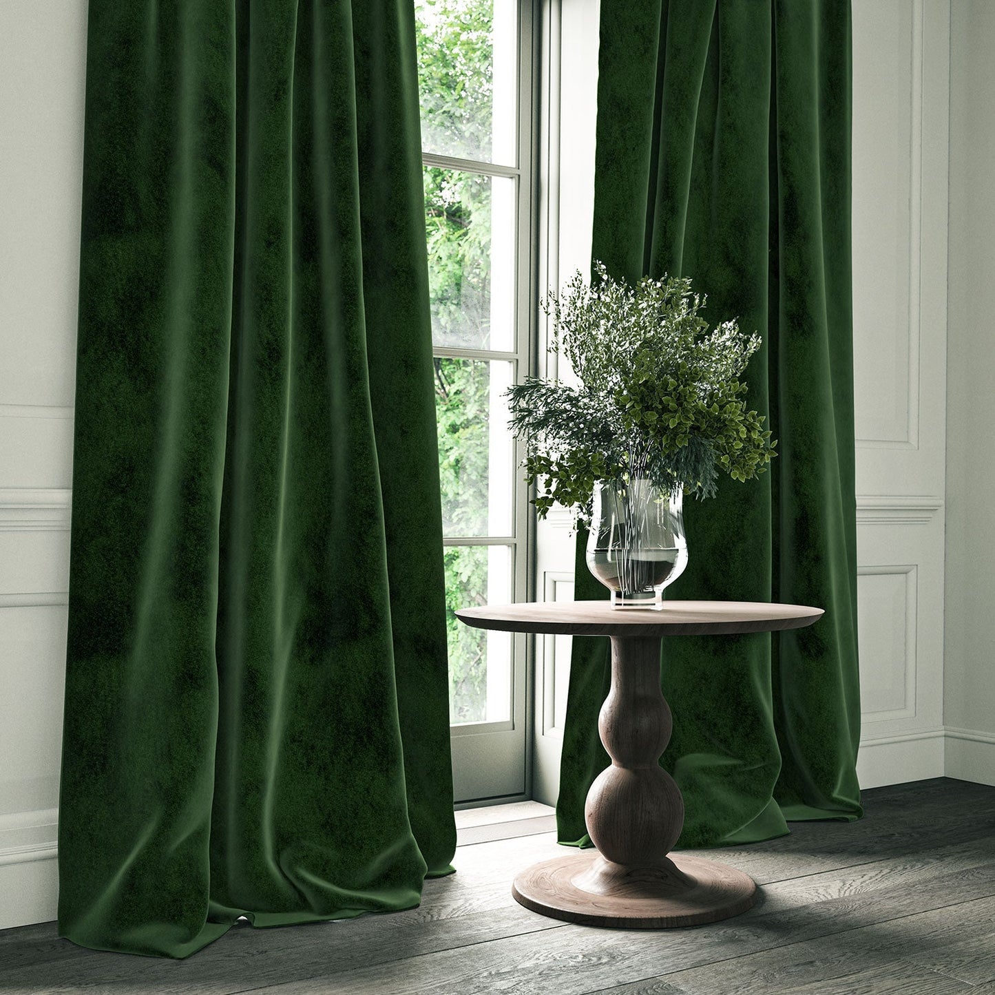 Linwood Omega Hunter Green CFR Made to Measure Curtains