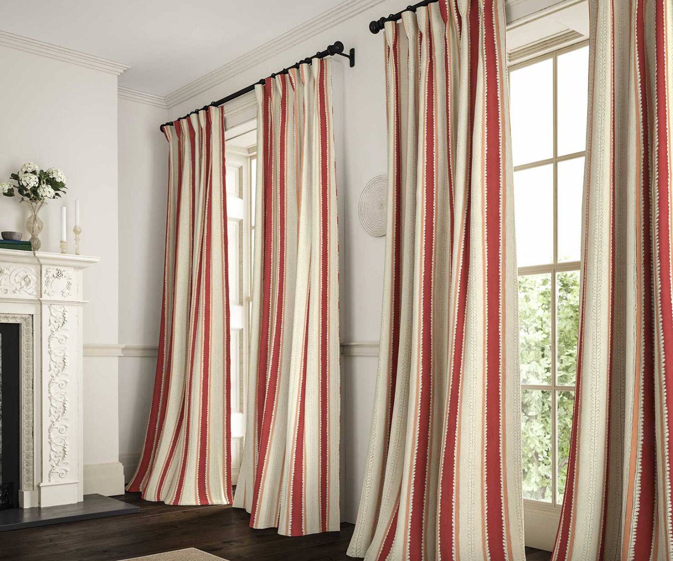Pomegranate - Dimity Stripe Linen by Linwood curtains