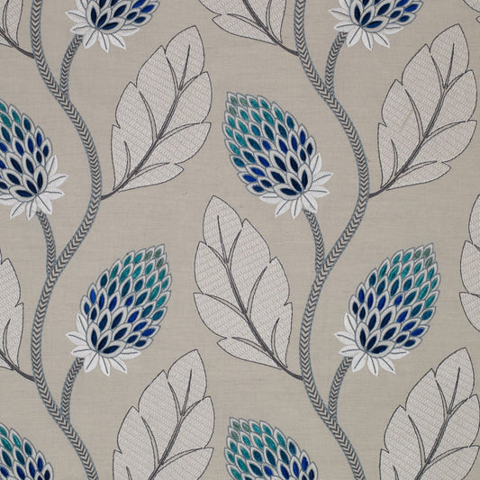 Blue - Portobello Fabric James Hare Linen/Cotton Fabric
