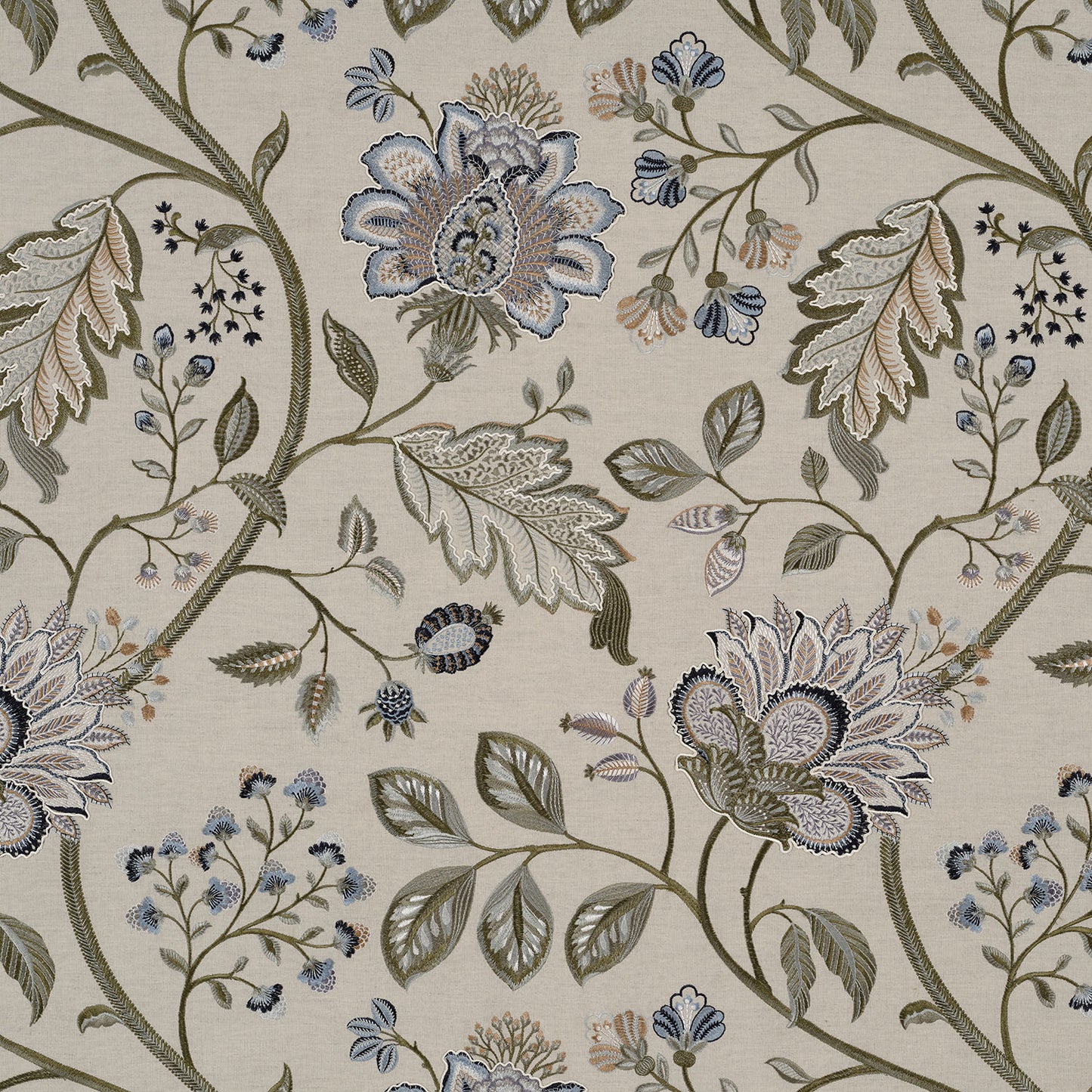 Blue/Green - Shalimar Fabric by James Hare Linen/Cotton