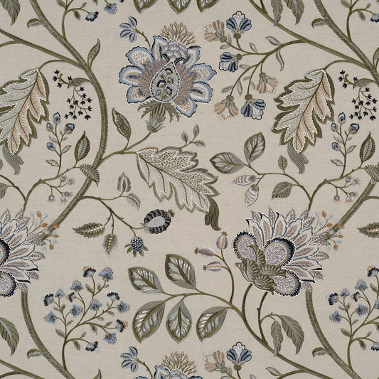 Blue/Green - Shalimar Fabric by James Hare Linen/Cotton