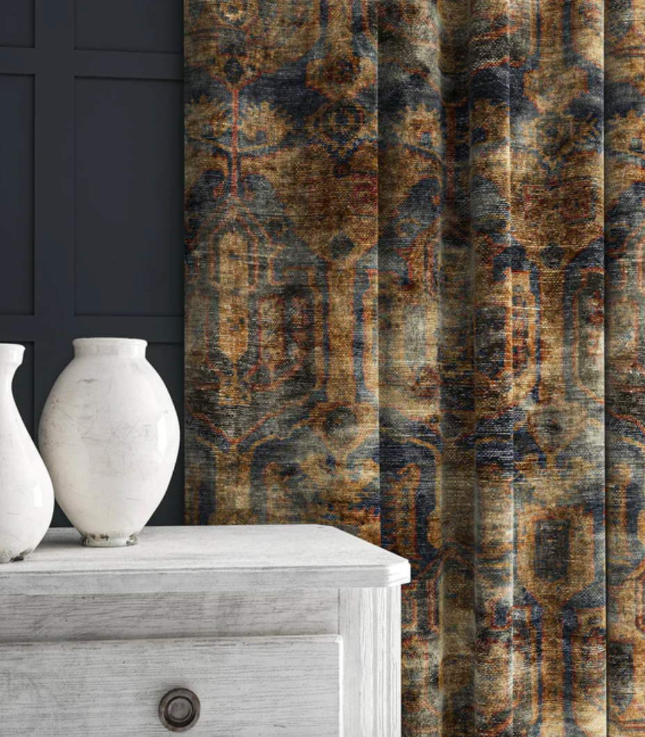 Teal Gold - Kadife Odyssey Velvet by Linwood - Fabric, Curtains, Roman Blinds lounge