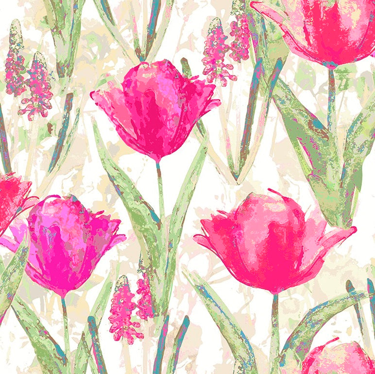 Chess Tulips Fuchsia Made to Measure Roman Blinds