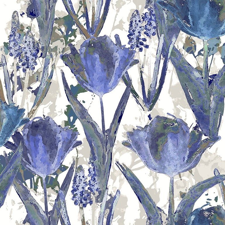 Chess Tulips Ink Made to Measure Curtains