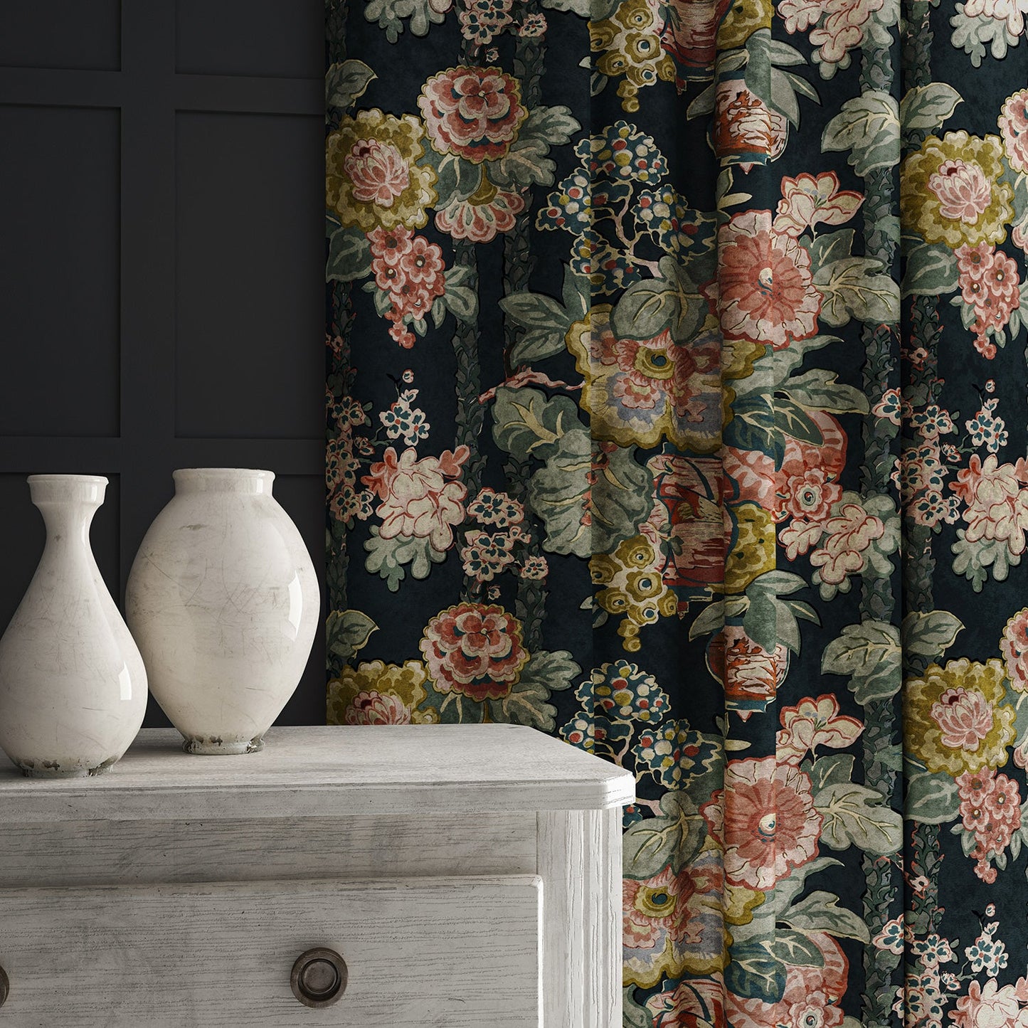 Linwood Louis Velvet Teal FR Made to Measure Curtains