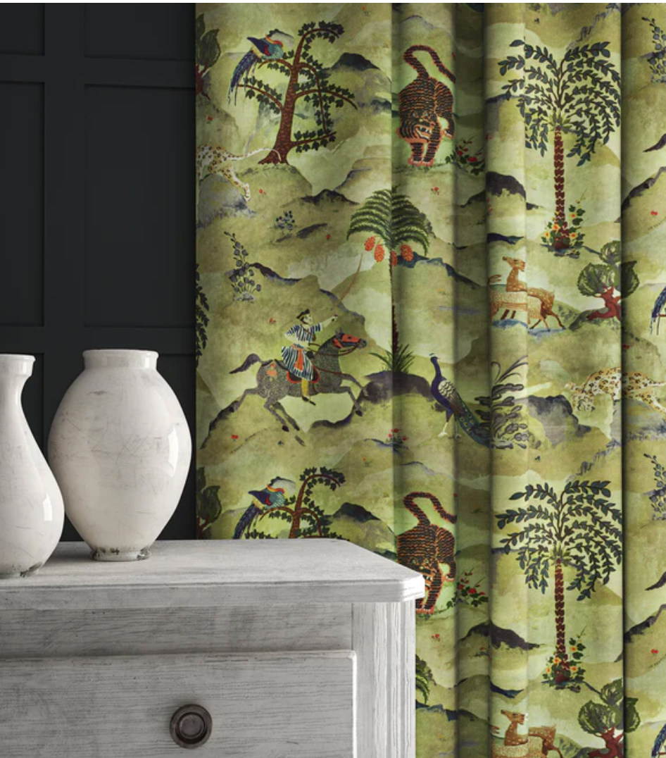 Green - Aesop Fabric Linwood 100% Cotton Velvet curtain