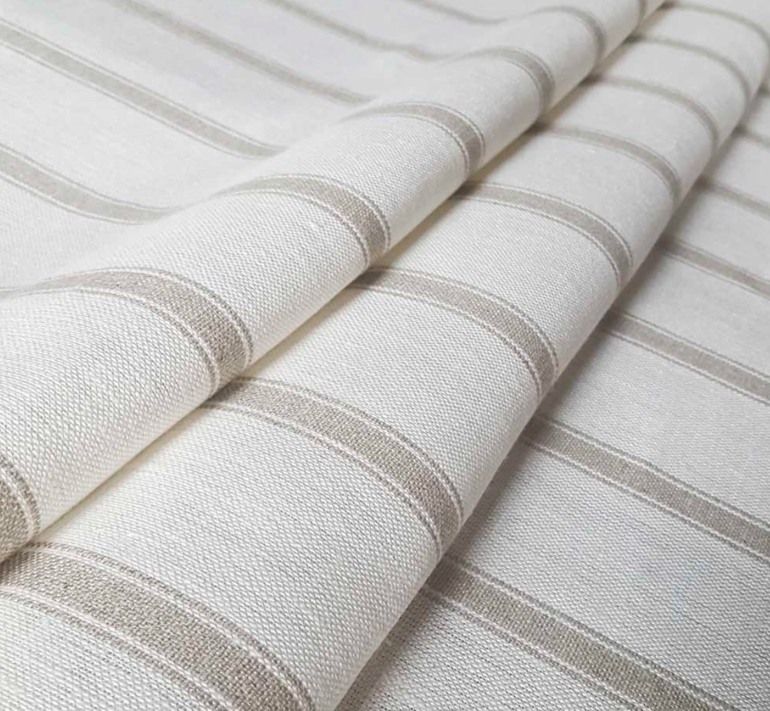 Flax - Angus Stripe Fabric Ian Mankin 100% Linen