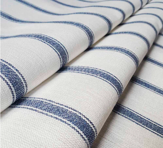 Navy - Angus Stripe Fabric Ian Mankin 100% Linen