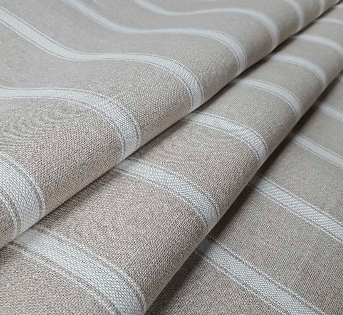 Nordic Ivory - Angus Stripe Fabric Ian Mankin 100% Linen