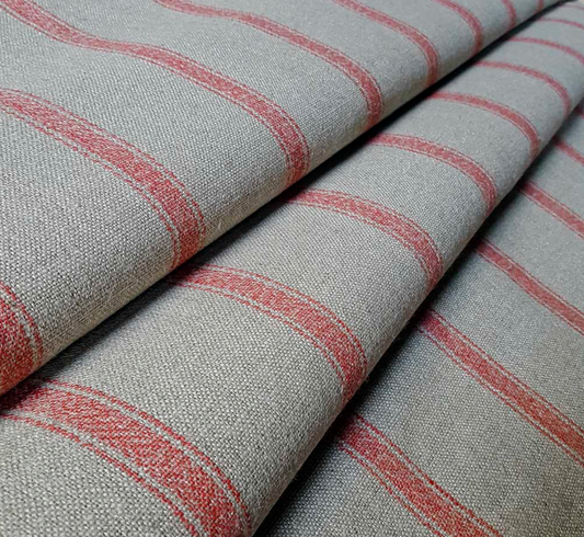 Nordic Red - Angus Stripe Fabric Ian Mankin 100% Linen