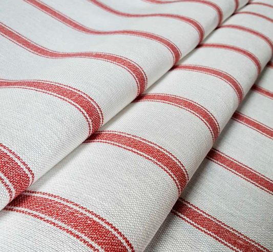 Red - Angus Stripe Fabric Ian Mankin 100% Linen