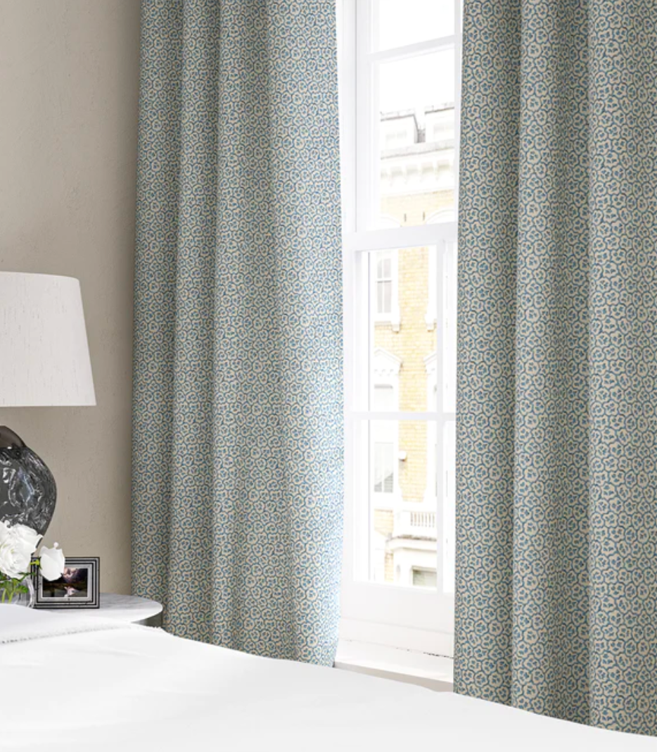Aquamarine - Hopscotch Fabric Linwood 100% Linen curtain