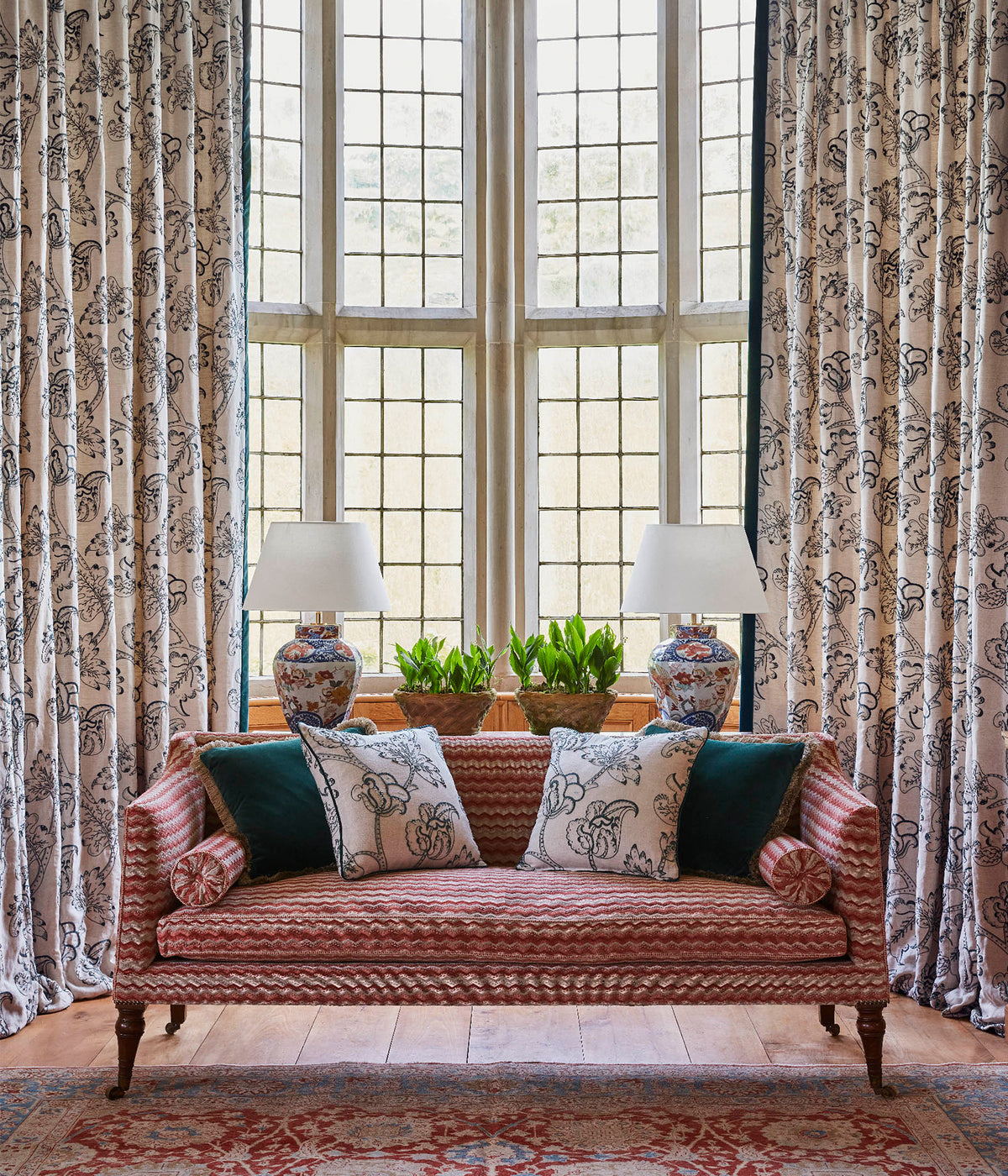 James Hare Espalier Velvet Cherry Rose Made to Measure Roman Blinds