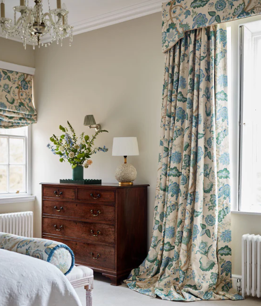 Blue/Green - Kitty Fabric Linwood 100% Linen curtains