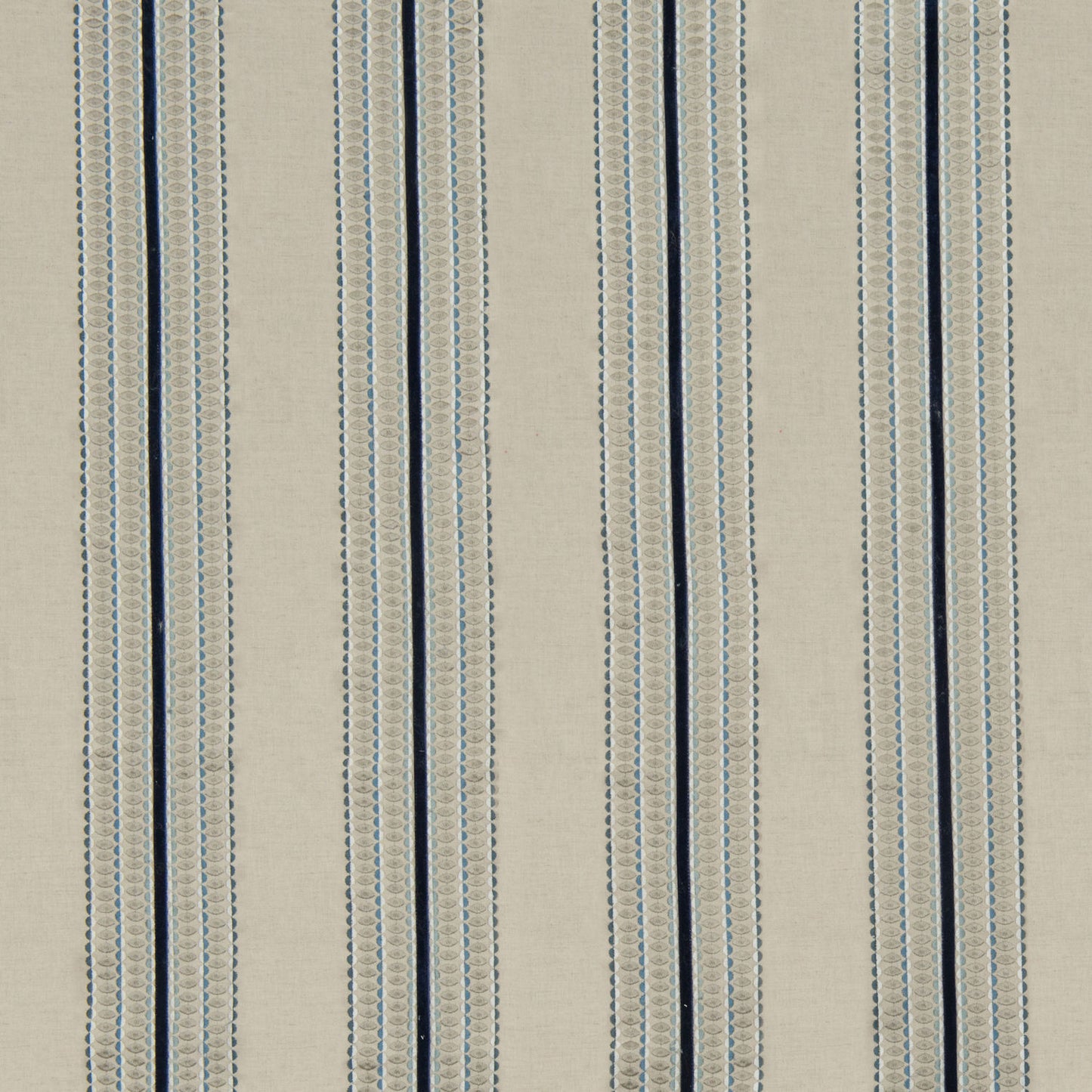 Natural/Indigo - Ceylon Stripe Fabric James Hare Linen/Cotton
