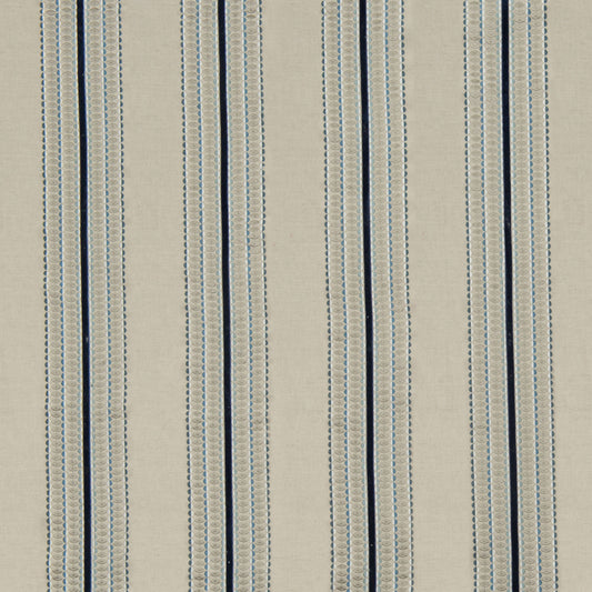 Natural/Indigo - Ceylon Stripe Fabric James Hare Linen/Cotton