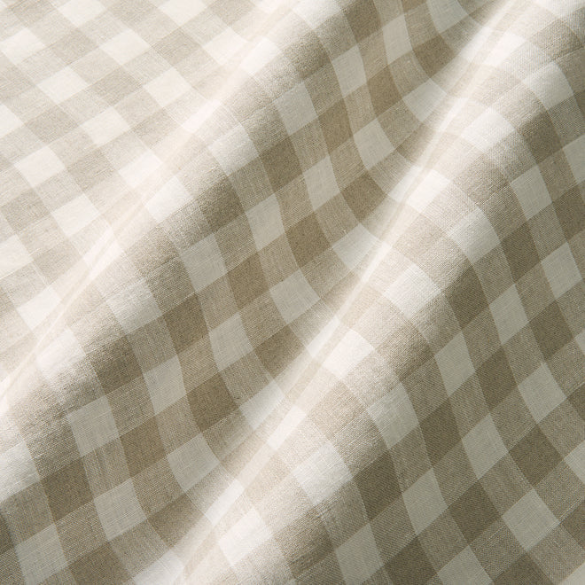 Cooshy Oatmeal Check 100% Linen Fabric