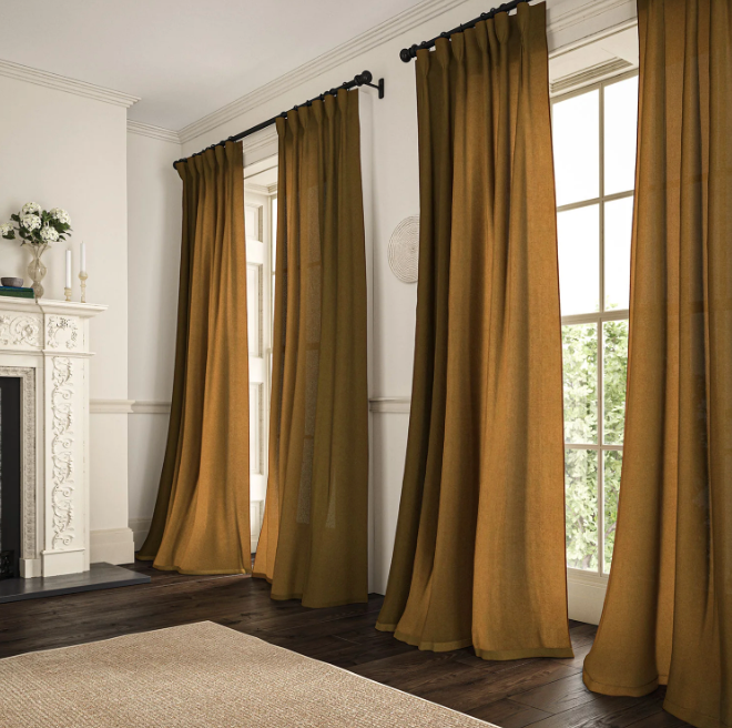 Cinnamon - Marietta Linen by Linwood - Curtains