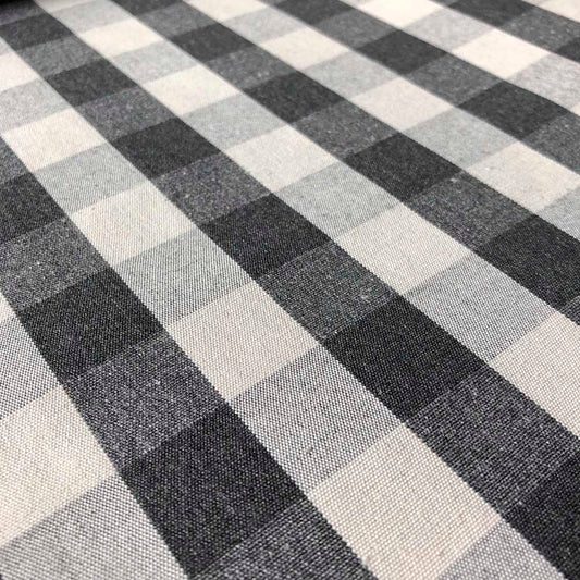 Black - Large Suffolk Check Fabric Ian Mankin 100% Cotton