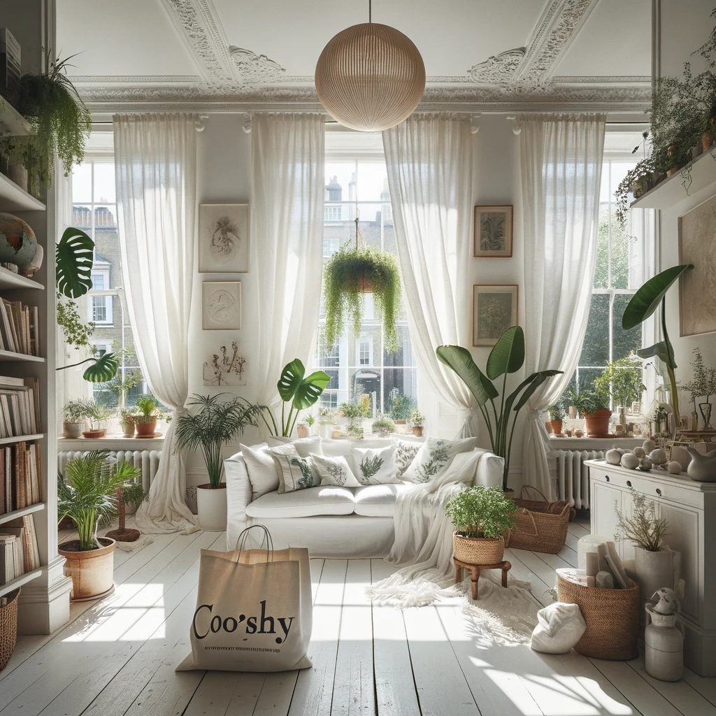 Cooshy cloud white 100% Linen House Fabric living room plant living room