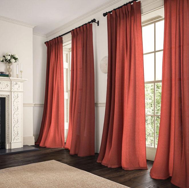 Coral - Marietta Linen by Linwood - Curtains