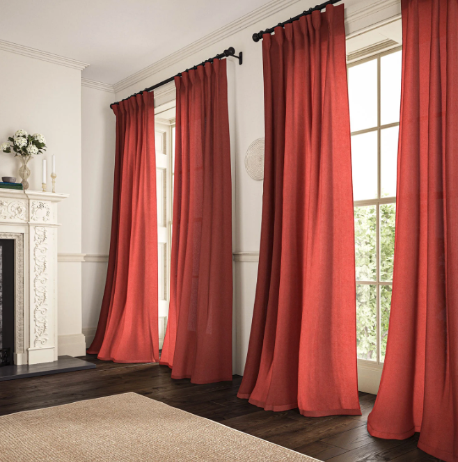 Country Red - Marietta Linen by Linwood - Curtains