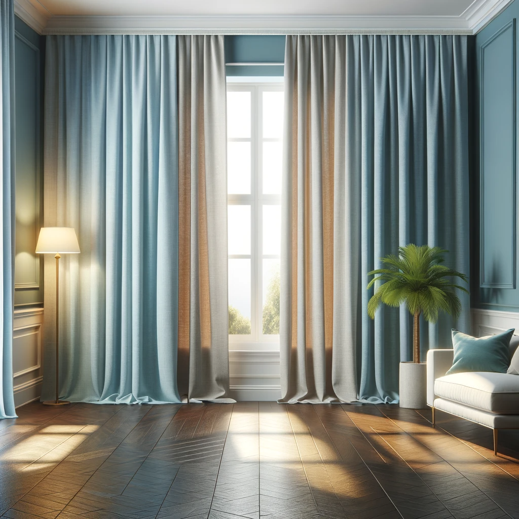 Cooshy Duck Egg 100% Linen House Fabric curtains
