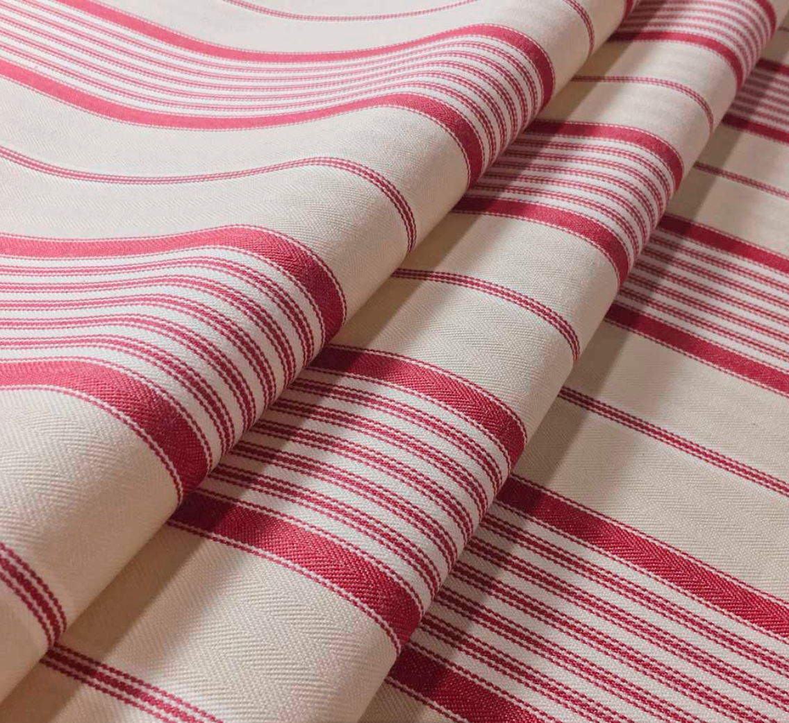 Peony - Empire Stripe 1 Fabric Ian Mankin 100% Cotton fold