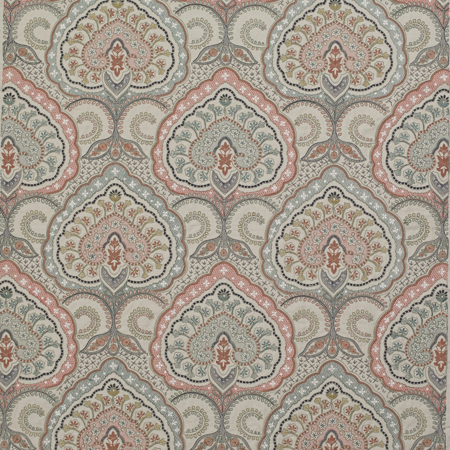 Pink Multi - Fitzrovia Fabric by James Hare sample