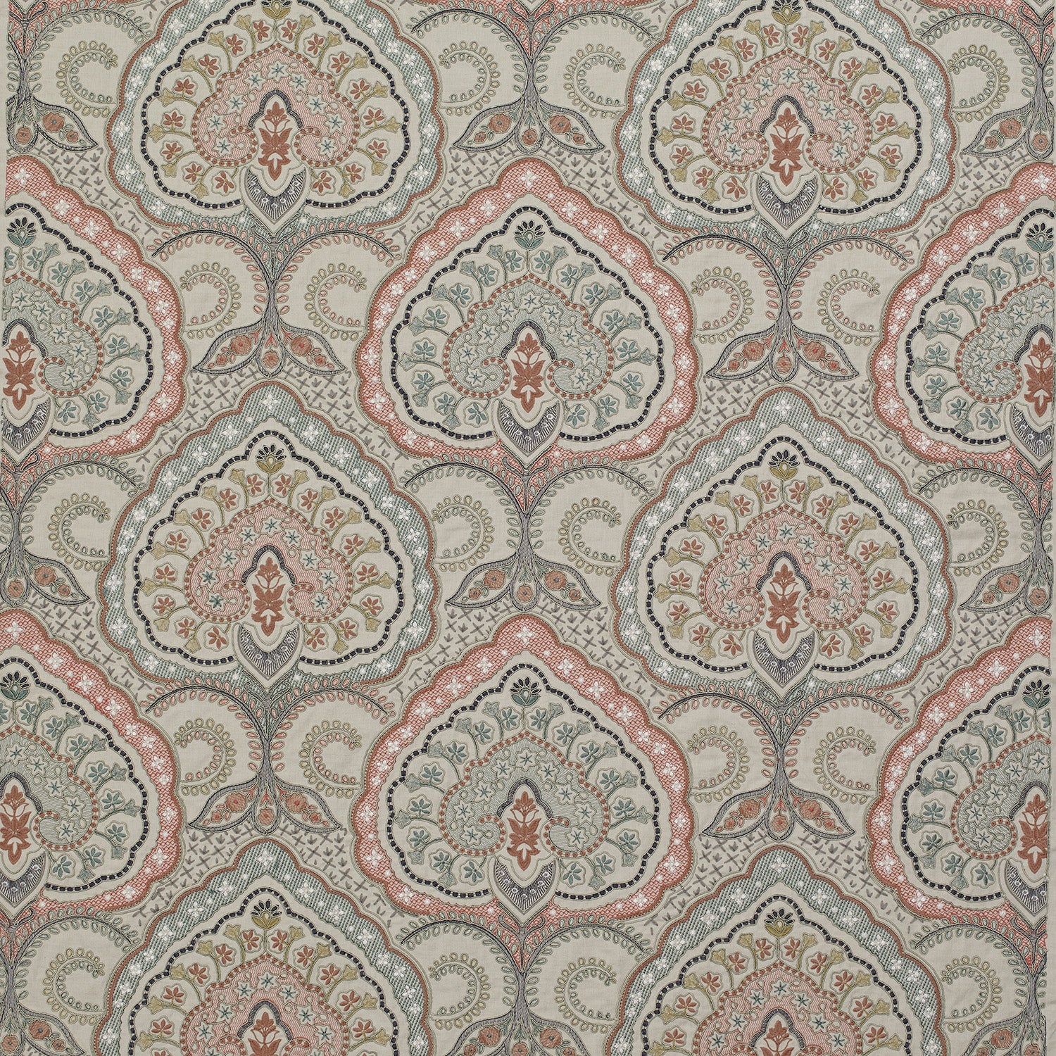 Pink Multi - Fitzrovia Fabric by James Hare sample