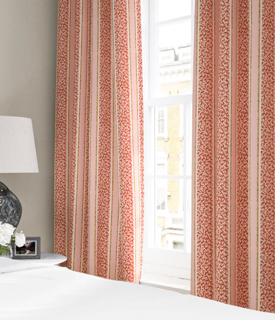 Strawberry Mousse - Garden Gate Fabric Linwood 100% Linen curtains