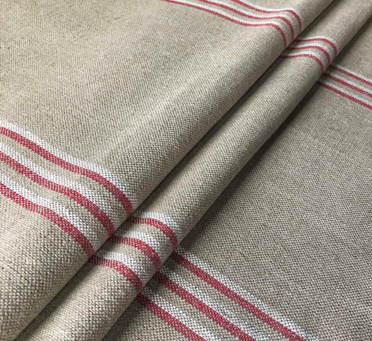 Nordic Peony - Grain Stripe Fabric Ian Mankin 100% Linen